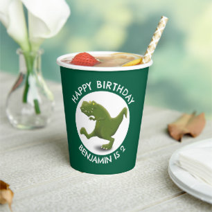 Vasos De Papel Funny green t rex dinosaur personalizado personali
