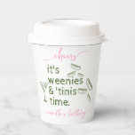 Vasos De Papel Funny Green Weenies y Tinis Martini Birthday Party<br><div class="desc">Elige esta divertida plantilla de Funny Green Weenies & Tinis Martini Birthday Party Supplied Party con un Martini vaso hecho a mano y un paquete de salchichas. Esta es la invitación perfecta para una gran ducha de novia, una soltera o una fiesta de cumpleaños. Personalizar el diseño con los detalles...</div>