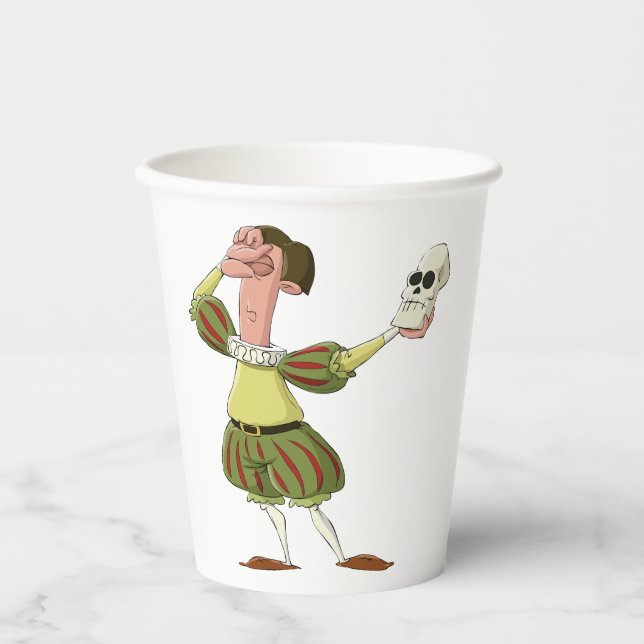 Vasos De Papel Funny Hamlet Shakespeare Actor Holding Skull (Anverso)