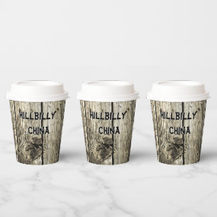Vasos De Papel Funny Hillbilly China Faux Knotty Pine Rustic