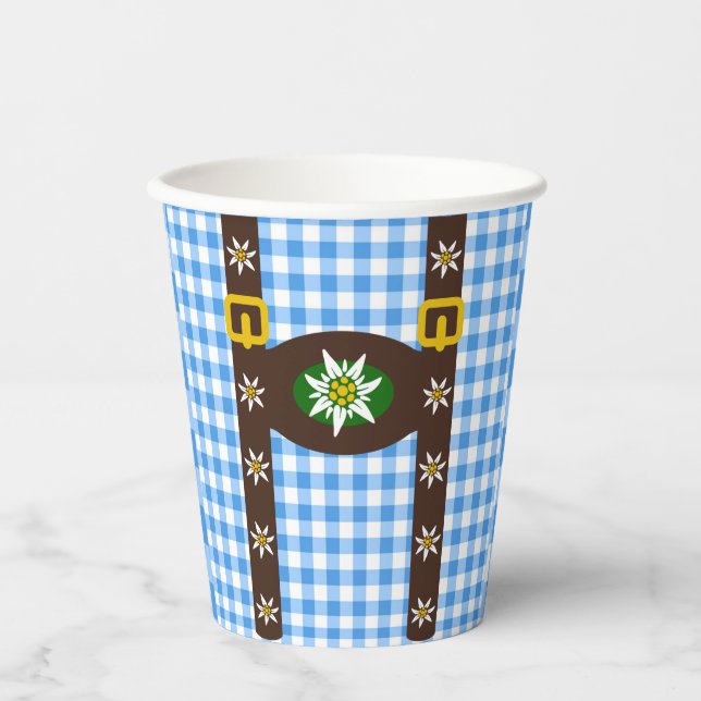 Vasos De Papel Funny Octoberfest Lederhosen Suspendedores (Anverso)