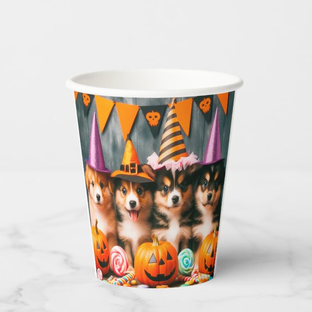 Vasos De Papel Funny puppies halloween (Anverso)