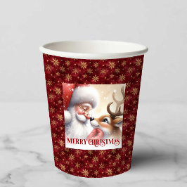 Vasos De Papel Funny Santa Rudolph Cartoon Christmas Paper Drink