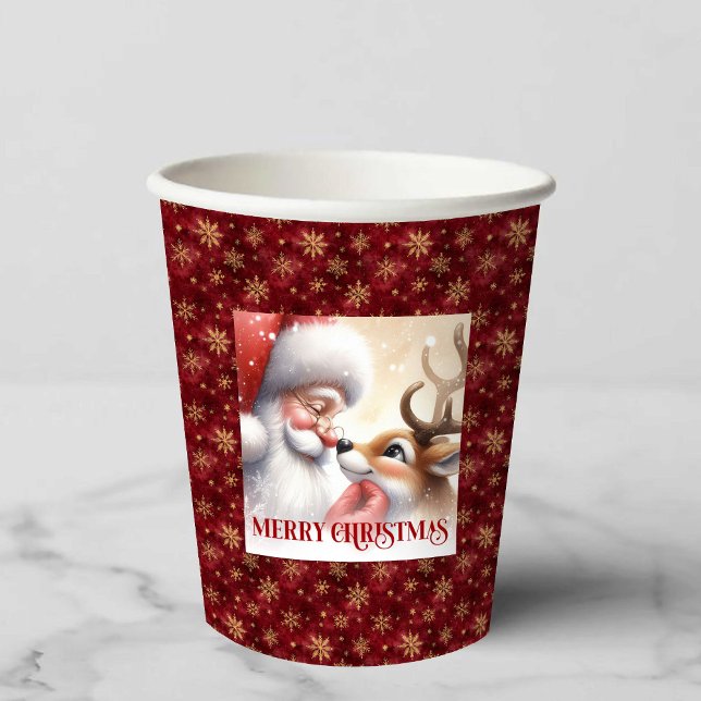 Vasos De Papel Funny Santa Rudolph Cartoon Christmas Paper Drink  (Funny Santa Rudolph Cartoon Christmas Paper Drink Cup)