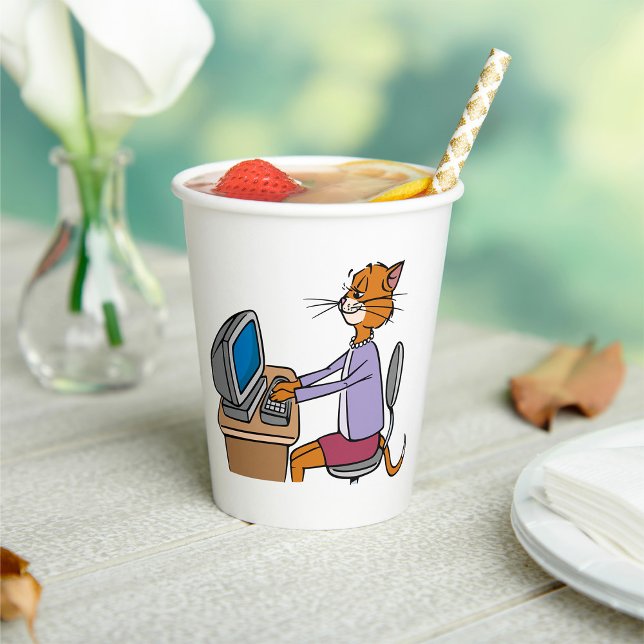 Vasos De Papel Funny Secretary Cat Personalizado Office Humor (Subido por el creador)