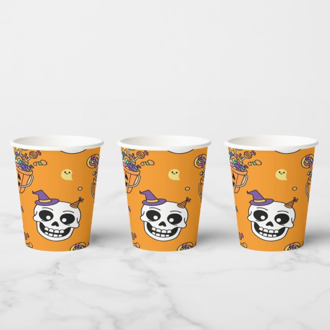 Vasos De Papel Funny Skeleton And Candy For Halloween (Multi)