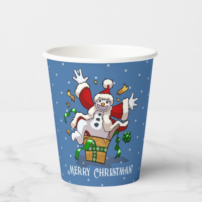 Vasos De Papel Funny Snowman Merry Christmas Surprise Cartoon (Anverso)