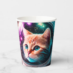Vasos De Papel Funny Space Cat Astronauta Kitty Galaxy Universe