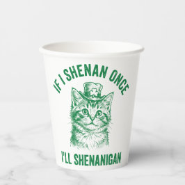 Vasos De Papel Funny St. Patrick's Day Cat Shenanigan Pun Retro