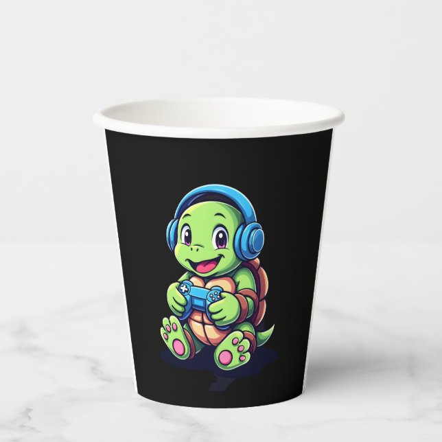 Vasos De Papel Funny Turtle Gamer Gaming Turtles Video Game (3) (Anverso)