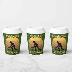 Vasos De Papel Funny vintage Lawn Bown juega tiempo, tazas de pap