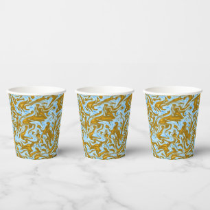 Vasos De Papel Fusión opulenta: Impresión de mármol Verde azulada