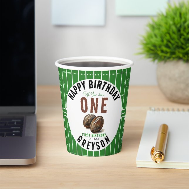 Vasos De Papel Fútbol acuático primer año abajo | Primer cumpleañ (in situ)