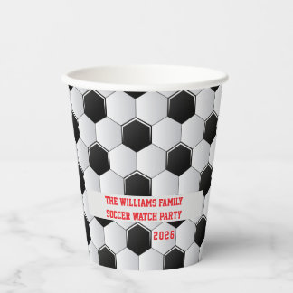 Vasos De Papel Fútbol Bola 2026 Partido de Fútbol Fiesta