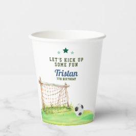 Vasos De Papel Fútbol “Vamos a Divertirnos” Cumpleaños de Cualqui