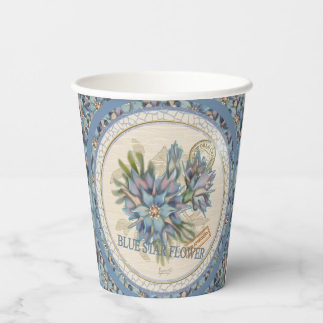 Vasos De Papel G Creación Oficina Flor azul (Reverso )