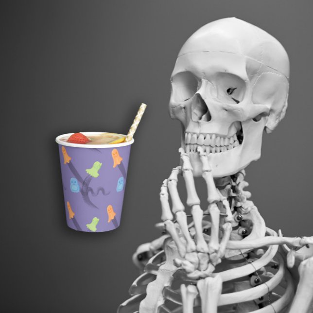 Vasos De Papel Gafas en lila, Halloween (Cute ghosts in lilac, Halloween Paper Cups
)