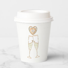 Vasos De Papel Gafas y corazones de champán