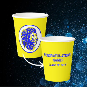 Vasos De Papel Gahanna Lincoln Leones Nombre de Grado Amarillo y 