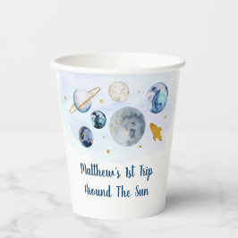Vasos De Papel  Galaxy Planets Space Blue Gold Birday