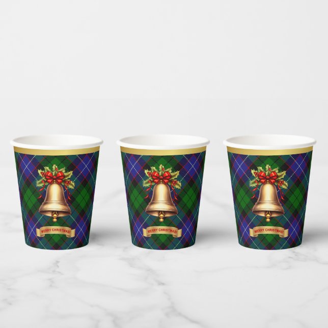 Vasos De Papel Galbraith Tartán Personalizado de Navidad (Multi)