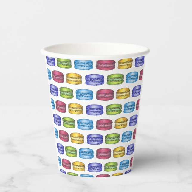 Vasos De Papel Galleta de Macarón Francés Pastel Cumpleaños Nupci (Anverso)