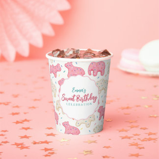 Vasos De Papel Galletas de Animales con Glaseado Dulce Fiesta de