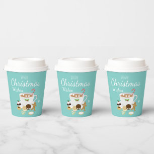 Vasos De Papel Galletas de navidad y chocolate caliente      