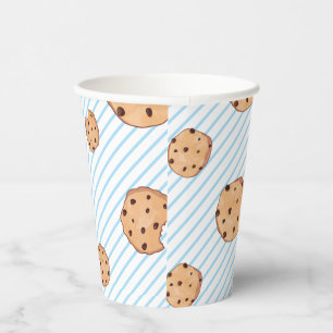 Vasos De Papel Galletas rayas azules Fiesta de Cumpleaños
