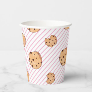 Vasos De Papel Galletas Rayas Rosadas Fiesta de Cumpleaños