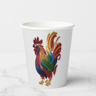 Vasos De Papel Gallo de bordado - animal tradicional de bordado
