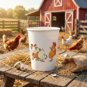 Vasos De Papel Gallo y Gallinas