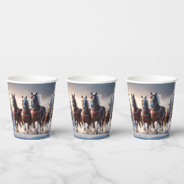 Vasos De Papel Gallopando a través de la nieve: los caballos mági