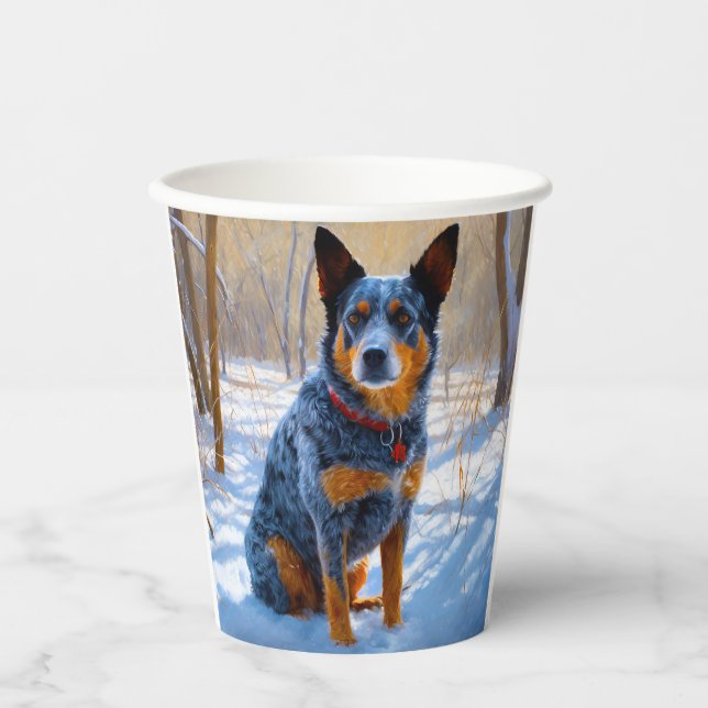 Vasos De Papel Ganado australiano deja que nieve Navidades (Anverso)