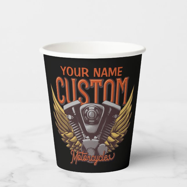 Vasos De Papel Garaje de motocicleta personalizada Eagle Wings Bi (Anverso)