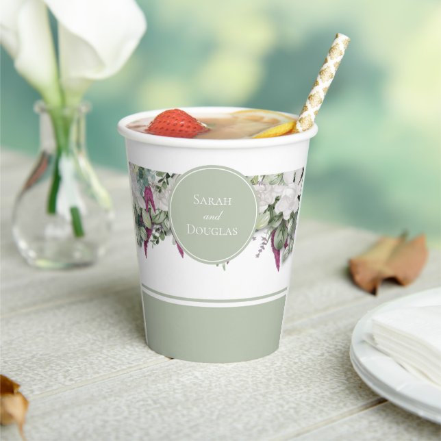 Vasos De Papel Gardenia / Snapdragon Boda Sage Paper Cup (in situ)