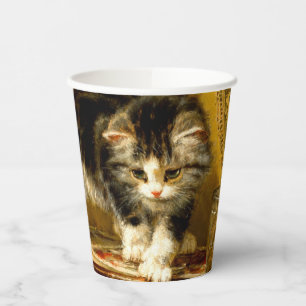 Vasos De Papel Gatito con pintura y brochas