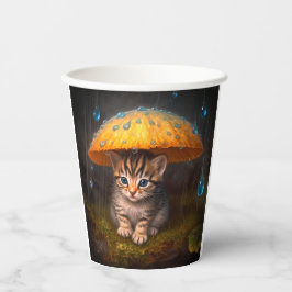 Vasos De Papel Gatito en la lluvia
