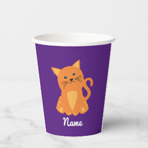Vasos De Papel Gatito Naranja Lindo Moderno en Dibujos Animados I