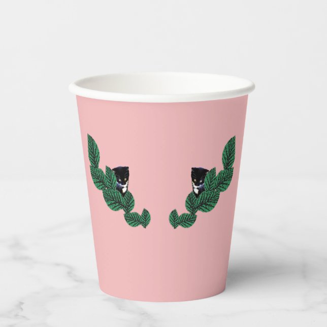 Vasos De Papel Gatitos con hojas de vidrio (Anverso)