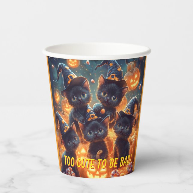 Vasos De Papel Gatitos negros de Halloween (Reverso )