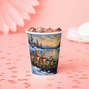 Vasos De Papel Gato Abisinio Navidad Barco Fiesta