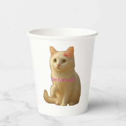 Vasos De Papel Gato Adorable Sólo Soy una Chica Coqueta Lazo Rosa