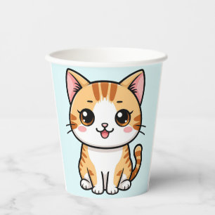 Vasos De Papel Gato atigrado naranja de dibujos animados lindo