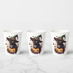 Vasos De Papel Gato de bruja para Halloween