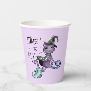 Vasos De Papel Gato de bruja volador   Hora De Volar