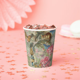 Vasos De Papel Gato de Cheshire de Alicia Jardín del Árbol de Won