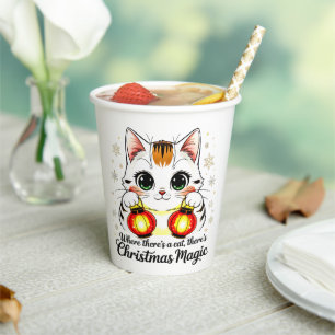 Vasos De Papel Gato de dibujos animados festivo - Suministros par