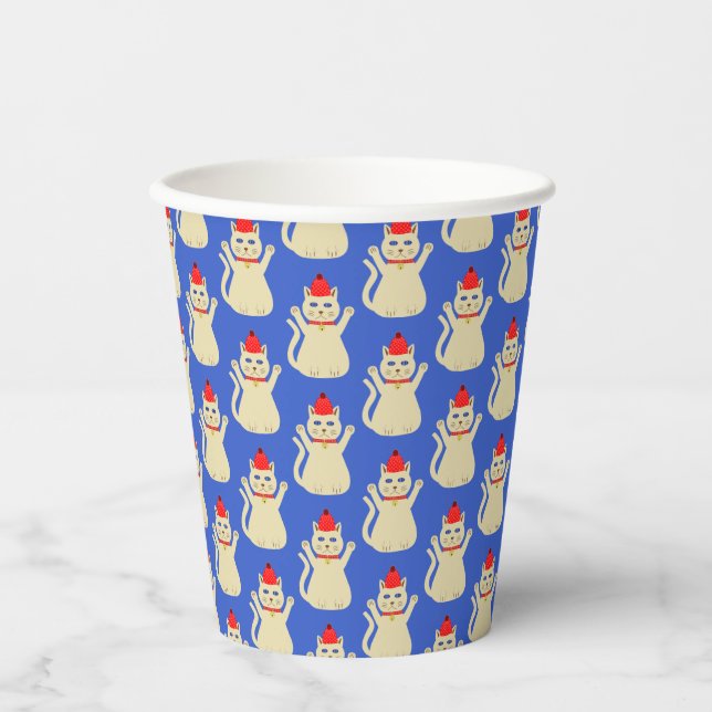 Vasos De Papel Gato de Navidad Patrón Adorable (Anverso)