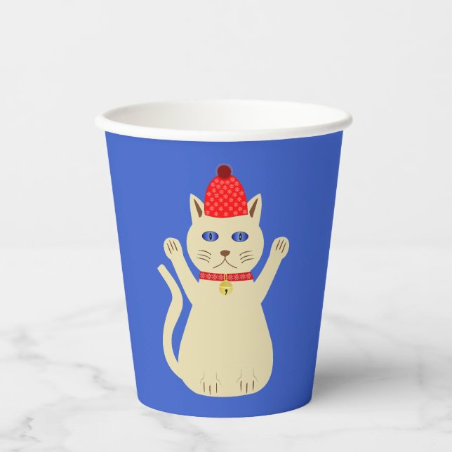 Vasos De Papel Gato de Navidades de corte (Anverso)